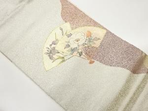 金彩金駒刺繍扇に牡丹・菖蒲模様名古屋帯